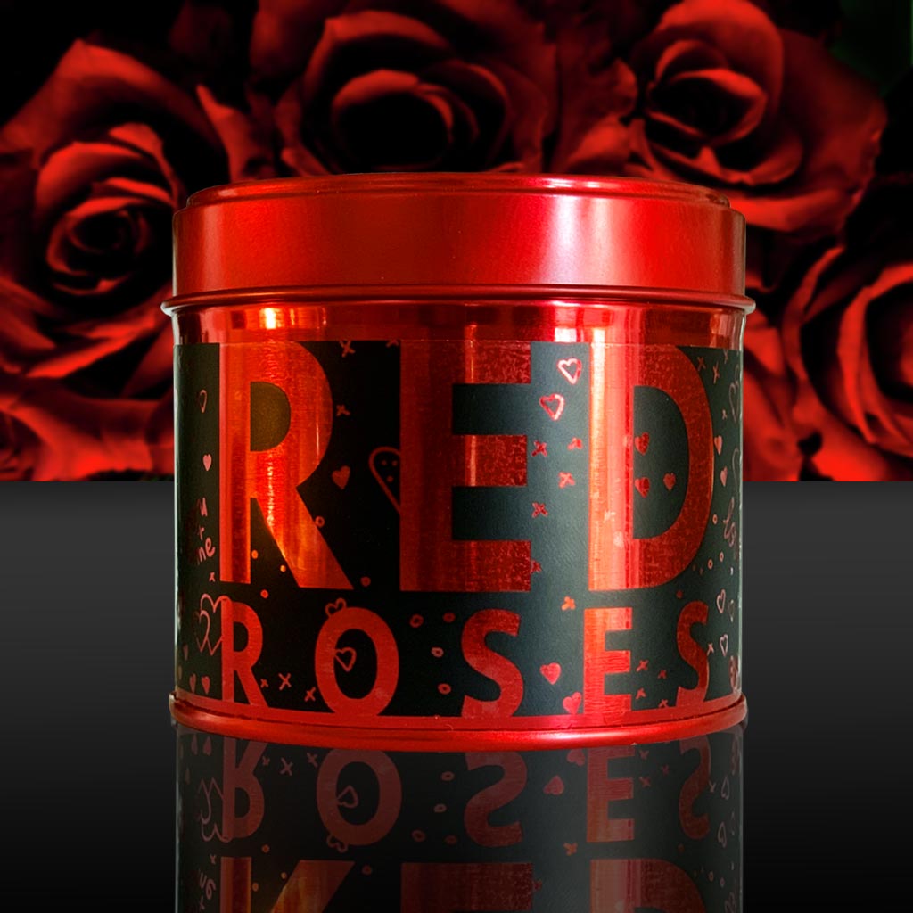 Red Roses St. Valentine's Day Scented Candle Tin - Made In Malta by Birgu Candlelight Company