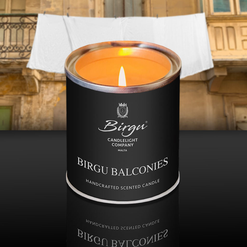Birgu Balconies - Scented Candle Tin Lit - Birgu Candlelight Company