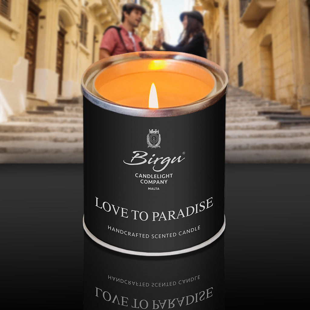 Love To Paradise - Scented Candle Tin Lit - Birgu Candlelight Company